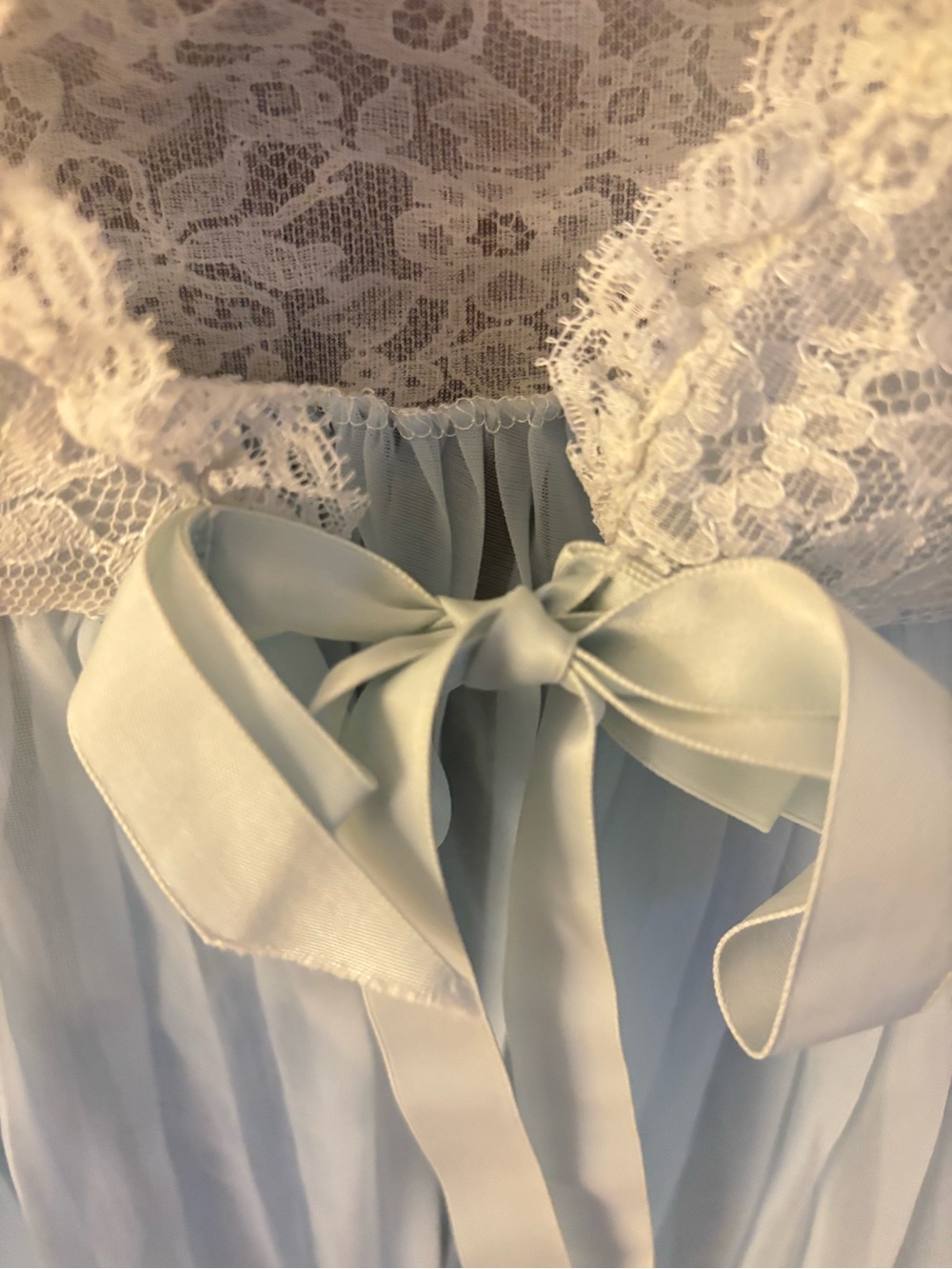 Evette Vintage Blue Lace Chiffon Capelet/Bedjacket - Size L-excellent condition - Picture 4 of 6